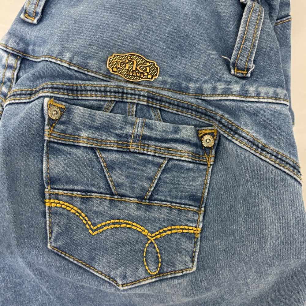 Tiki Light Blue Denim with Gold Stitching